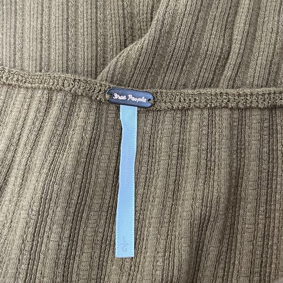 Free People Sugar Sugar Square Neck Ribbed Long Sleeve Top Size L Mustard Boho - Picture 8 of 10